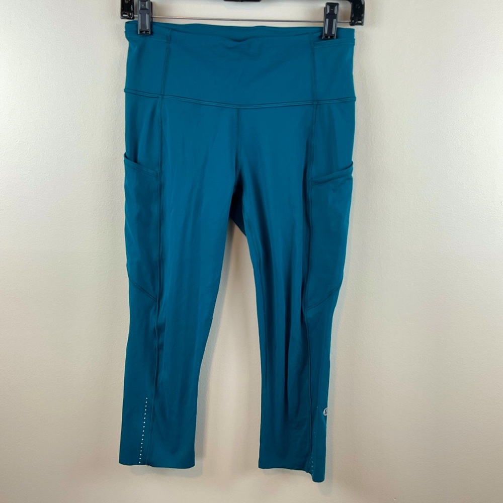 Lululemon Teal Fast and Free Crop 6
